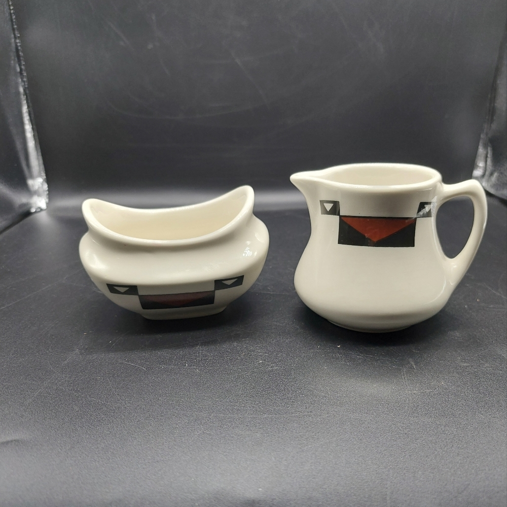 Sterling China Ahwahnee Restaurant Ware Sugar Bowl and Creamer